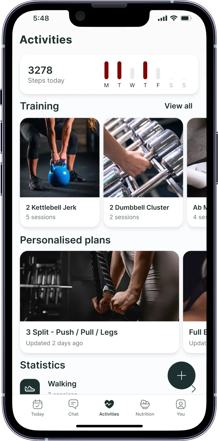 coach indya's app showing the custom workouts