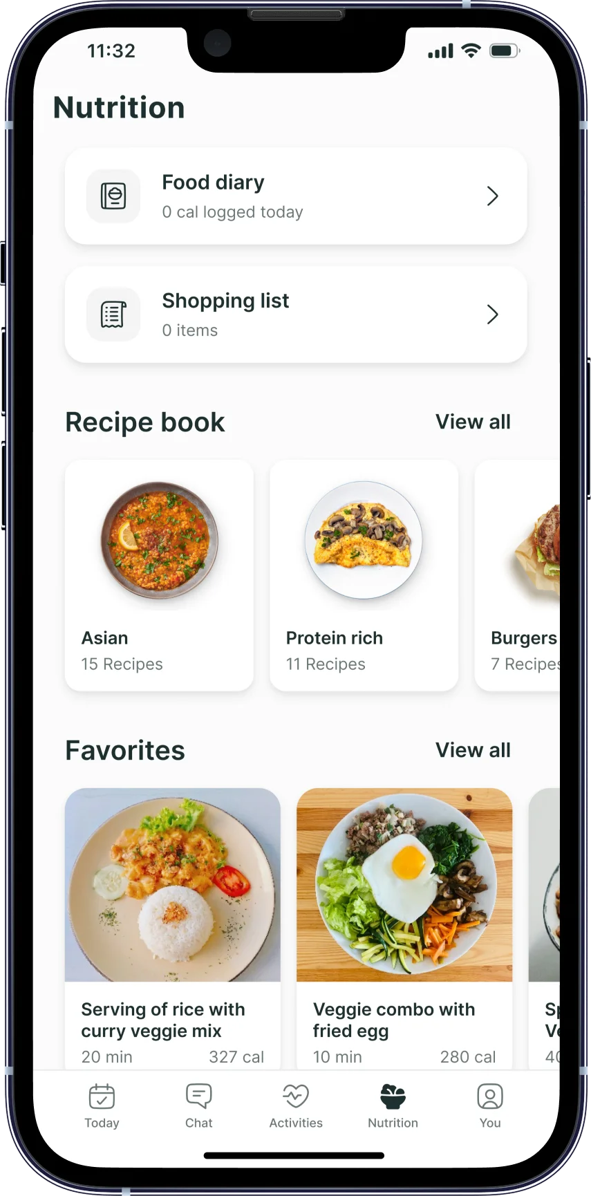 coach indya's app showing the personalized meal plans